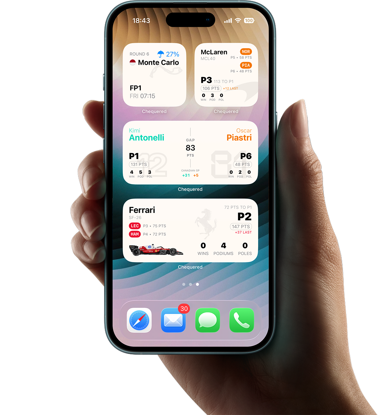 Chequered home-screen widgets on iPhone